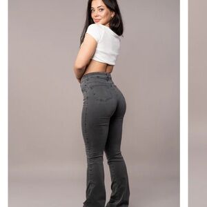 FITJEANS Gray Flare Wide Leg Jeans with Stretch